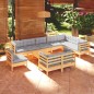 vidaXL Set Divani da Giardino 11 pz con Cuscini Grigi Massello di Pino vidaXL Set Divani da Giardino 11 pz con Cuscini Grigi Massello di Pino