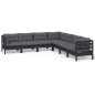 vidaXL Set Divani da Giardino 7 pz con Cuscini Neri Massello di Pino vidaXL Set Divani da Giardino 7 pz con Cuscini Neri Massello di Pino