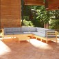 vidaXL Set Divani da Giardino 8 pz con Cuscini Grigi Massello di Pino