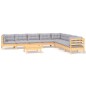 vidaXL Set Divani da Giardino 9 pz con Cuscini Grigi Massello di Pino vidaXL Set Divani da Giardino 9 pz con Cuscini Grigi Massello di Pino