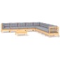 vidaXL Set Divani da Giardino 10 pz con Cuscini Grigi Massello di Pino vidaXL Set Divani da Giardino 10 pz con Cuscini Grigi Massello di Pino
