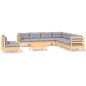 vidaXL Set Divani da Giardino 10 pz con Cuscini Grigi Massello di Pino vidaXL Set Divani da Giardino 10 pz con Cuscini Grigi Massello di Pino