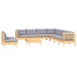 vidaXL Set Divani da Giardino 10 pz con Cuscini Grigi Massello di Pino vidaXL Set Divani da Giardino 10 pz con Cuscini Grigi Massello di Pino