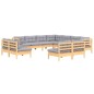 vidaXL Set Divani da Giardino 11 pz con Cuscini Grigi Massello di Pino vidaXL Set Divani da Giardino 11 pz con Cuscini Grigi Massello di Pino