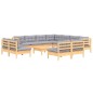 vidaXL Set Divani da Giardino 12 pz con Cuscini Grigi Massello di Pino vidaXL Set Divani da Giardino 12 pz con Cuscini Grigi Massello di Pino