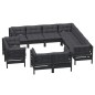 vidaXL Set Divani da Giardino 11 pz con Cuscini Neri Massello di Pino vidaXL Set Divani da Giardino 11 pz con Cuscini Neri Massello di Pino