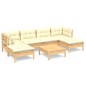 vidaXL Set Divani da Giardino 7 pz con Cuscini Crema Massello di Pino vidaXL Set Divani da Giardino 7 pz con Cuscini Crema Massello di Pino