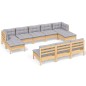 vidaXL Set Divani da Giardino 10 pz con Cuscini Grigi Massello di Pino vidaXL Set Divani da Giardino 10 pz con Cuscini Grigi Massello di Pino