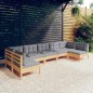 vidaXL Set Divani da Giardino 7 pz con Cuscini Grigi Massello di Pino vidaXL Set Divani da Giardino 7 pz con Cuscini Grigi Massello di Pino