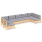 vidaXL Set Divani da Giardino 7 pz con Cuscini Grigi Massello di Pino vidaXL Set Divani da Giardino 7 pz con Cuscini Grigi Massello di Pino