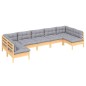 vidaXL Set Divani da Giardino 7 pz con Cuscini Grigi Massello di Pino vidaXL Set Divani da Giardino 7 pz con Cuscini Grigi Massello di Pino