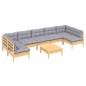 vidaXL Set Divani da Giardino 8 pz con Cuscini Grigi Massello di Pino vidaXL Set Divani da Giardino 8 pz con Cuscini Grigi Massello di Pino