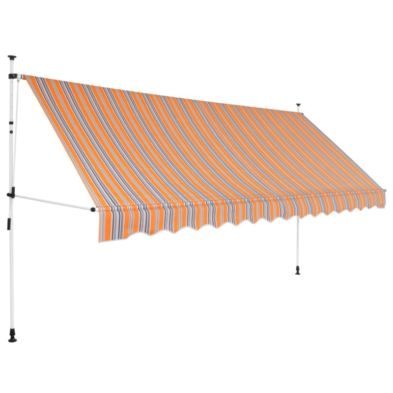 Tenda da Sole Retrattile Manuale 350 cm a Strisce Blu e Gialle Tenda da Sole Retrattile Manuale 350 cm a Strisce Blu e Gialle