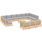 vidaXL Set Divani da Giardino 14 pz con Cuscini Grigi Massello di Pino vidaXL Set Divani da Giardino 14 pz con Cuscini Grigi Massello di Pino