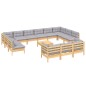 vidaXL Set Divani da Giardino 14 pz con Cuscini Grigi Massello di Pino vidaXL Set Divani da Giardino 14 pz con Cuscini Grigi Massello di Pino