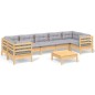 vidaXL Set Divani da Giardino 8 pz con Cuscini Grigi Massello di Pino vidaXL Set Divani da Giardino 8 pz con Cuscini Grigi Massello di Pino