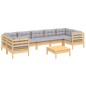 vidaXL Set Divani da Giardino 8 pz con Cuscini Grigi Massello di Pino vidaXL Set Divani da Giardino 8 pz con Cuscini Grigi Massello di Pino