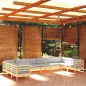 vidaXL Set Divani da Giardino 10 pz con Cuscini Grigi Massello di Pino vidaXL Set Divani da Giardino 10 pz con Cuscini Grigi Massello di Pino