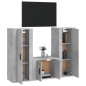 vidaXL Set di Mobili Porta TV 3 pz Grigio Cemento in Legno Multistrato vidaXL Set di Mobili Porta TV 3 pz Grigio Cemento in Legno Multistrato