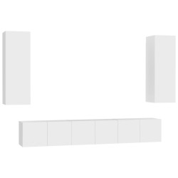 vidaXL Set Mobili Porta TV 5 pz Bianco in Legno Multistrato