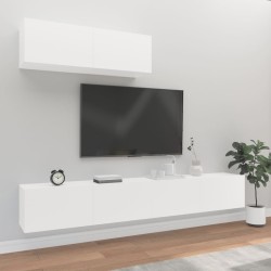 vidaXL Set Mobili Porta TV 3 pz Bianco in Legno Multistrato