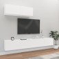 vidaXL Set Mobili Porta TV 3 pz Bianco in Legno Multistrato vidaXL Set Mobili Porta TV 3 pz Bianco in Legno Multistrato