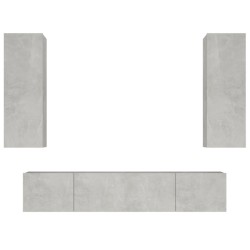 vidaXL Set di Mobili Porta TV 4 pz Grigio Cemento in Legno Multistrato