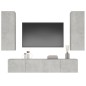 vidaXL Set di Mobili Porta TV 4 pz Grigio Cemento in Legno Multistrato vidaXL Set di Mobili Porta TV 4 pz Grigio Cemento in Legno Multistrato