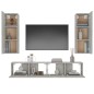 vidaXL Set di Mobili Porta TV 4 pz Grigio Cemento in Legno Multistrato vidaXL Set di Mobili Porta TV 4 pz Grigio Cemento in Legno Multistrato