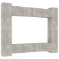 vidaXL Set Mobili Porta TV 8pz Grigio Cemento in Legno Multistrato vidaXL Set Mobili Porta TV 8pz Grigio Cemento in Legno Multistrato