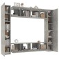 vidaXL Set Mobili Porta TV 8pz Grigio Cemento in Legno Multistrato vidaXL Set Mobili Porta TV 8pz Grigio Cemento in Legno Multistrato
