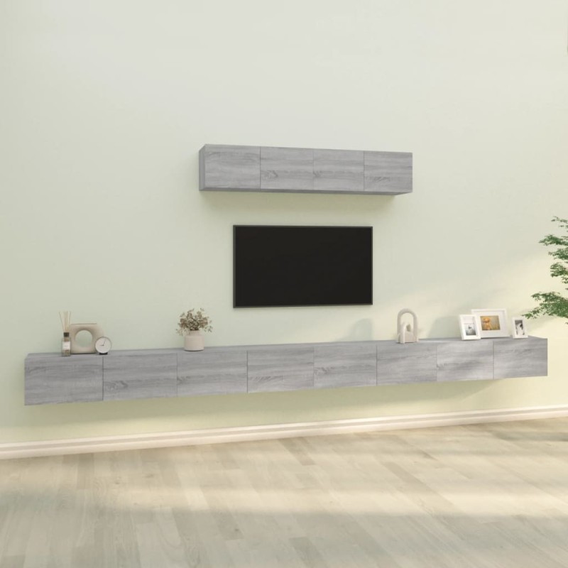vidaXL Set di Mobili Porta TV 6 pz Grigio Sonoma in Legno Multistrato vidaXL Set di Mobili Porta TV 6 pz Grigio Sonoma in Legno Multistrato