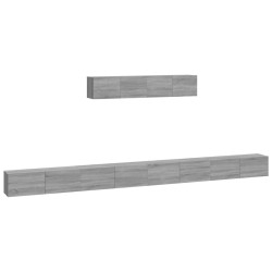 vidaXL Set di Mobili Porta TV 6 pz Grigio Sonoma in Legno Multistrato