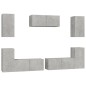 vidaXL Set di Mobili Porta TV 7 pz Grigio Cemento in Legno Multistrato