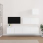 vidaXL Set di Mobili Porta TV 4 pz Bianco in Legno Multistrato vidaXL Set di Mobili Porta TV 4 pz Bianco in Legno Multistrato