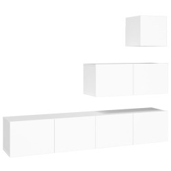 vidaXL Set di Mobili Porta TV 4 pz Bianco in Legno Multistrato