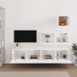 vidaXL Set di Mobili Porta TV 4 pz Bianco in Legno Multistrato vidaXL Set di Mobili Porta TV 4 pz Bianco in Legno Multistrato