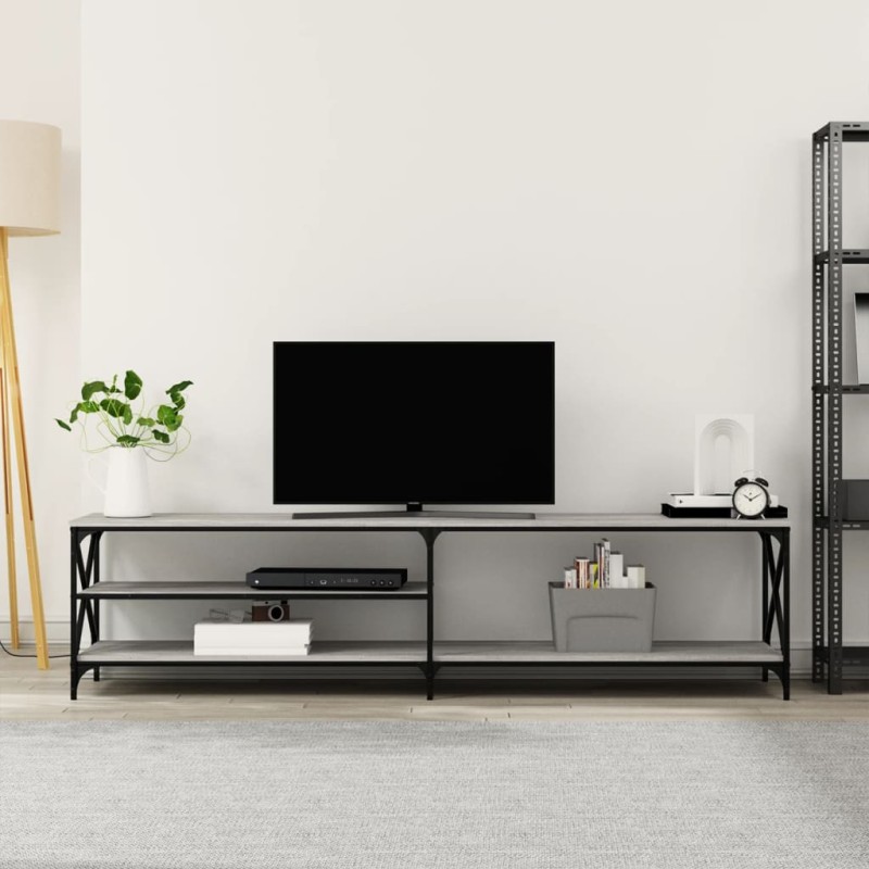 vidaXL Mobile TV Grigio Sonoma 200x40x50cm Legno Multistrato e Metallo vidaXL Mobile TV Grigio Sonoma 200x40x50cm Legno Multistrato e Metallo