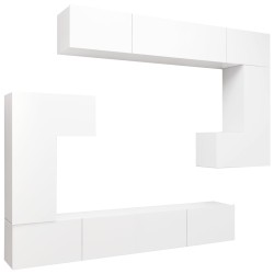 vidaXL Set Mobili Porta TV 8pz Bianco in Legno Multistrato