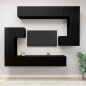 vidaXL Set Mobili Porta TV 8pz Nero in Legno Multistrato vidaXL Set Mobili Porta TV 8pz Nero in Legno Multistrato