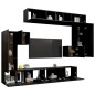 vidaXL Set Mobili Porta TV 8pz Nero in Legno Multistrato vidaXL Set Mobili Porta TV 8pz Nero in Legno Multistrato