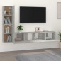 vidaXL Set di Mobili Porta TV 4 pz Grigio Cemento in Legno Multistrato vidaXL Set di Mobili Porta TV 4 pz Grigio Cemento in Legno Multistrato