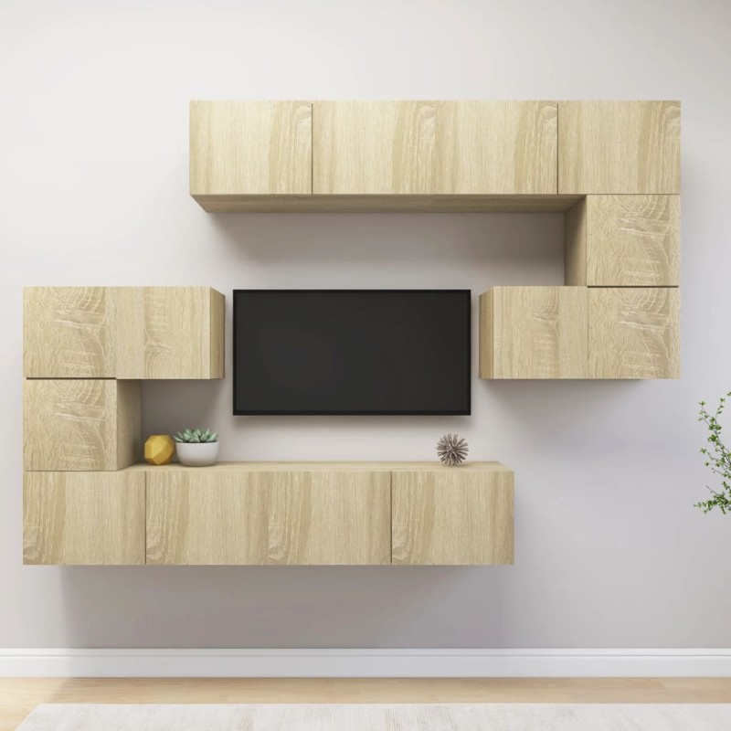 vidaXL Set Mobili Porta TV 8pz Rovere Sonoma in Legno Multistrato vidaXL Set Mobili Porta TV 8pz Rovere Sonoma in Legno Multistrato