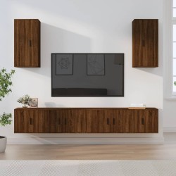 vidaXL Set Mobili Porta TV 6 pz Rovere Marrone in Legno Multistrato