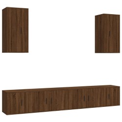 vidaXL Set Mobili Porta TV 6 pz Rovere Marrone in Legno Multistrato