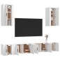 vidaXL Set di Mobili Porta TV 6 pz Bianco in Legno Multistrato vidaXL Set di Mobili Porta TV 6 pz Bianco in Legno Multistrato