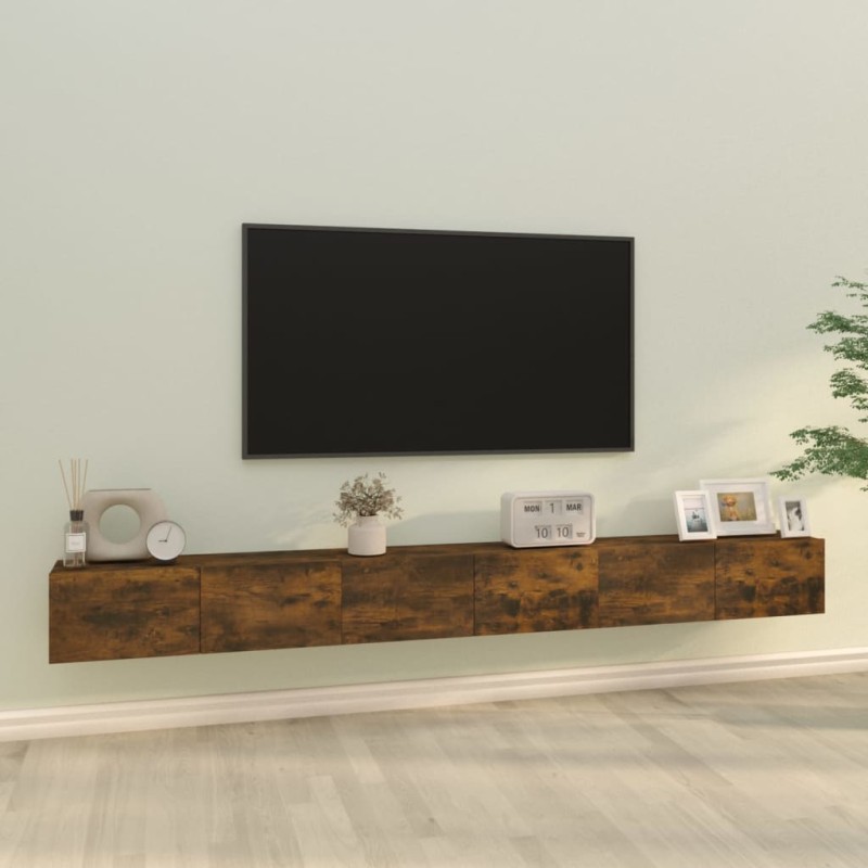 vidaXL Set Mobili Porta TV 3 pz Rovere Fumo in Legno Multistrato