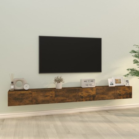vidaXL Set Mobili Porta TV 3 pz Rovere Fumo in Legno Multistrato