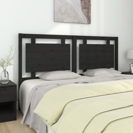 Testiera Letto Nera 165,5x4x100 cm in Legno Massello di Pino