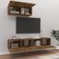 vidaXL Set Mobili Porta TV 3 pz Rovere Fumo in Legno Multistrato vidaXL Set Mobili Porta TV 3 pz Rovere Fumo in Legno Multistrato